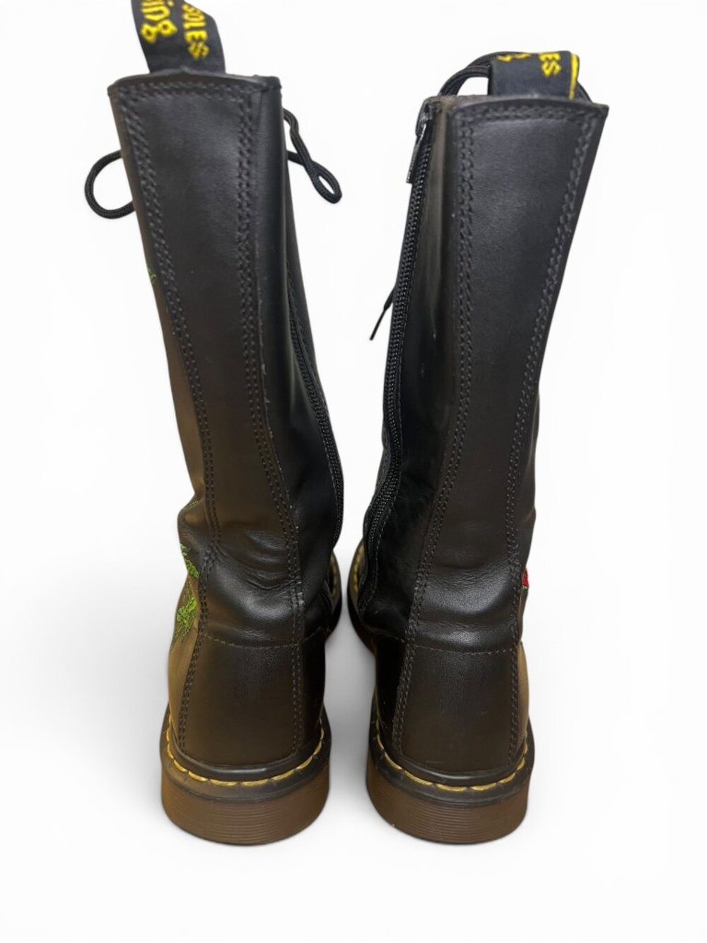 Dr. Martens 1914 Vonda Leather Mid Calf Black 14-Eye Lace-Up Boots Size 8 - Picture 4 of 7